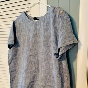 Land’s End Blue Chambray Top Button Detail Womens Size XL